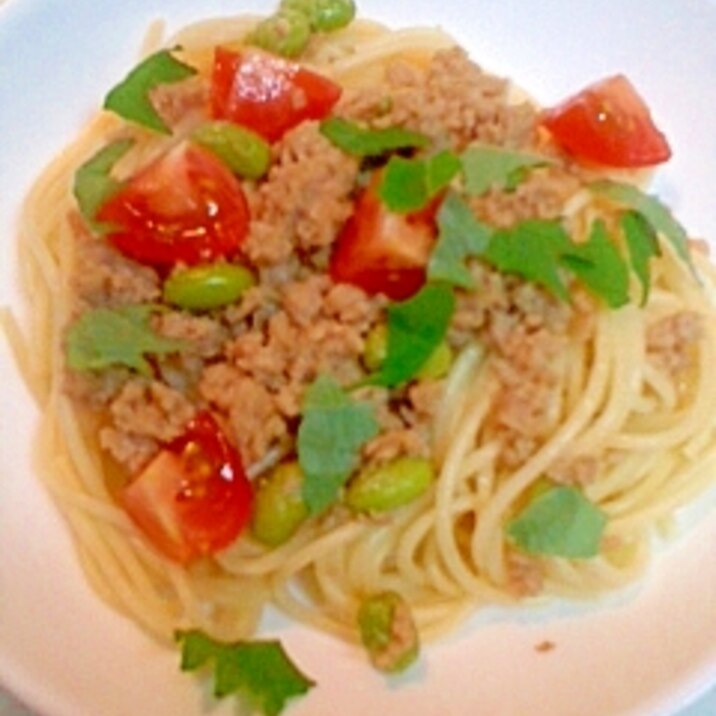 大葉とひき肉の和風パスタ レシピ 作り方 By ジョンとポーク 楽天レシピ